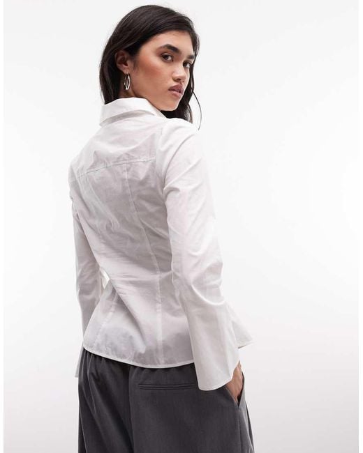 Monki White Cinched Pleated Shirt