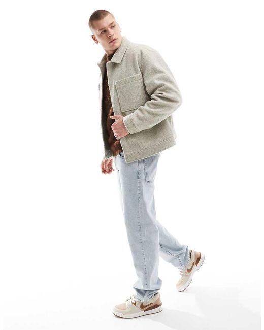 ASOS Natural Wool Look Harrington Jacket for men