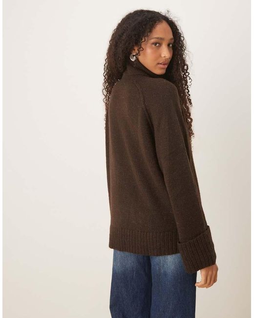 JJXX Brown Roll Neck Oversized Jumper