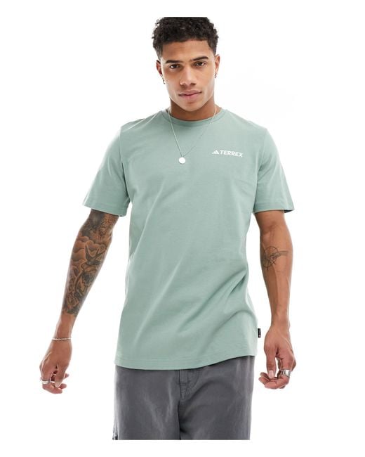 Adidas - terrex - t-shirt color salvia con stampa grafica sul retro di Adidas Originals in Green da Uomo