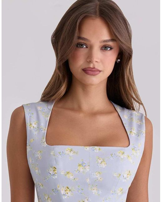 House Of Cb Purple Emmy Wildflower Print Cotton Midi Sundress