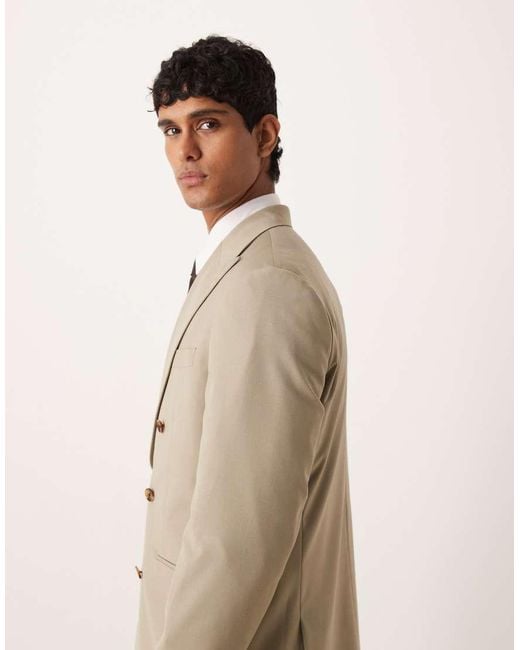ASOS Natural Double Breasted Regular Suit Jacket for men