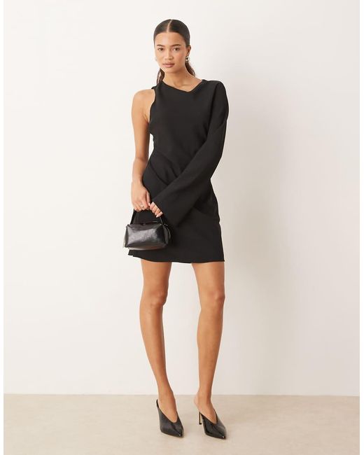 Mango Natural One Shoulder Mini Dress