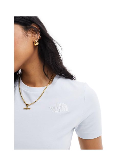 Simple dome - t-shirt mini taglio corto azzurra con logo di The North Face in White