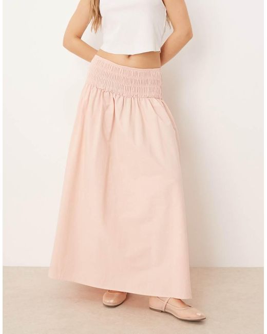 ASOS Maxi-Rok Met Gesmokte Taille in het Natural