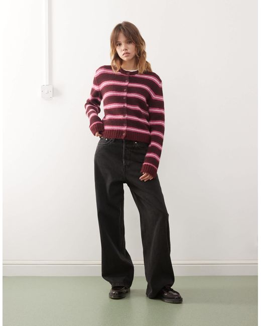 Monki Red Button Front Cardigan