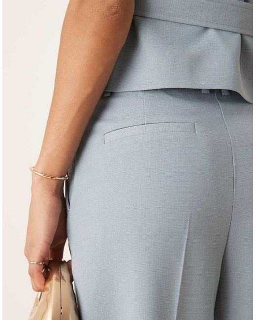 ASOS Blue Tailored Straight Leg Pants With Gold Button Detail