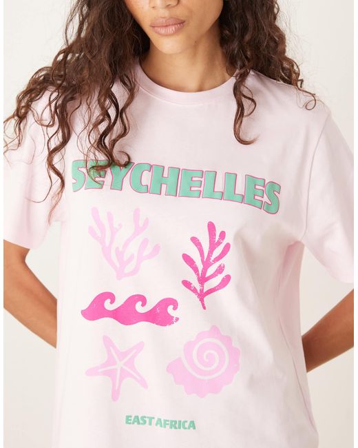ASOS White Regular Fit T-shirt With Seychelles Shell Embroidered Graphic