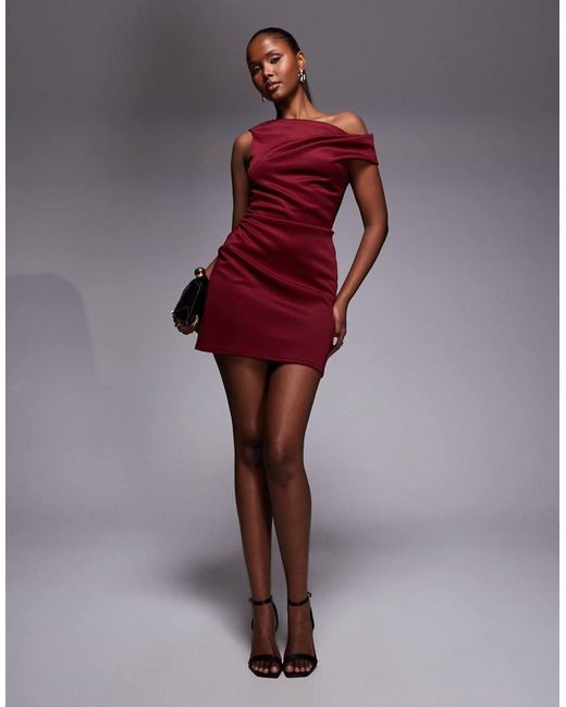 ASOS Purple Off Shoulder Sculpted Mini Dress
