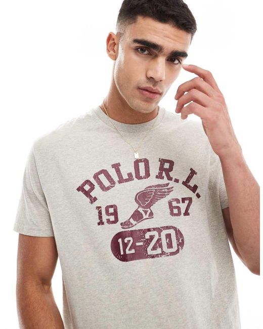 Polo Ralph Lauren White Retro Collegiate Logo Print T-shirt Classic Oversized Fit for men