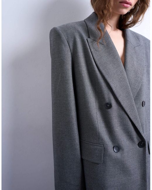 TOPSHOP Gray – zweireihiger oversize-blazer im stil der 80er-jahre