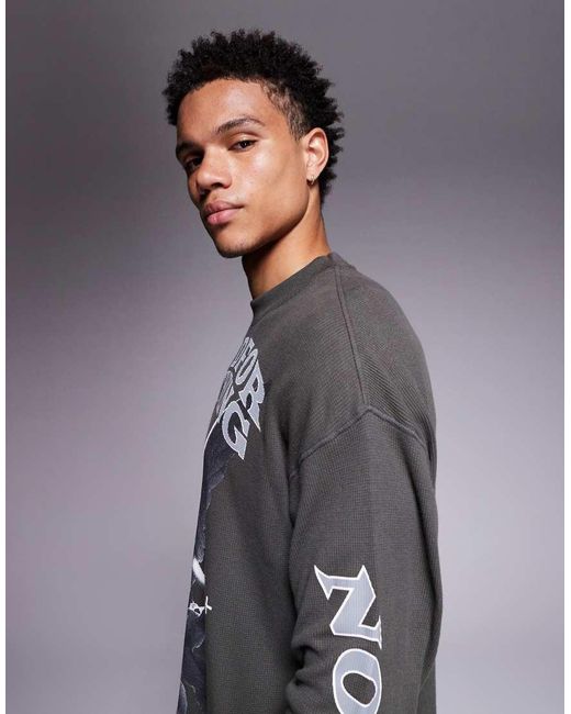 Good For Nothing Gray Long Sleeve Waffle T-Shirt for men