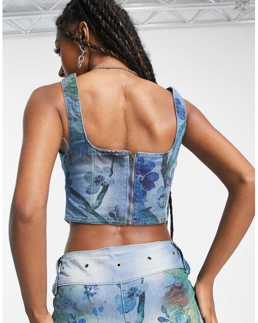 Jaded London Blue Square Neck Corset
