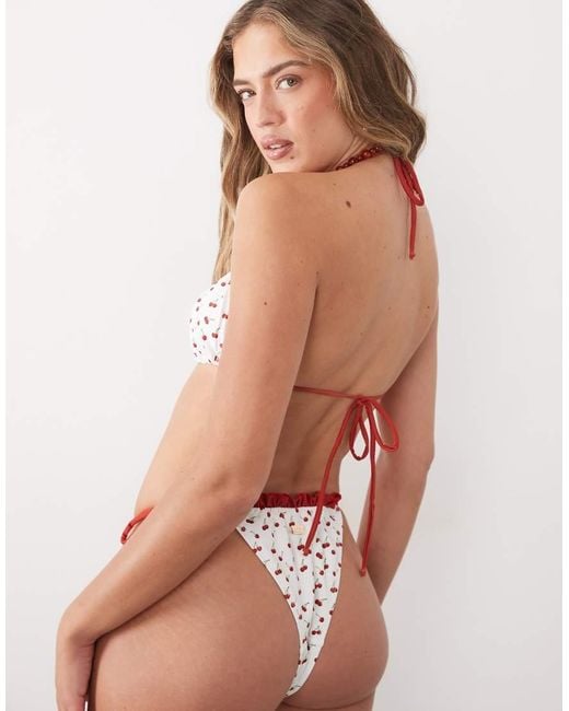 Going Somewhere Green Cherry Print Triangle Bikini Top