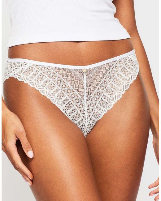 KBX White 3 Pack Lace High Leg Brief