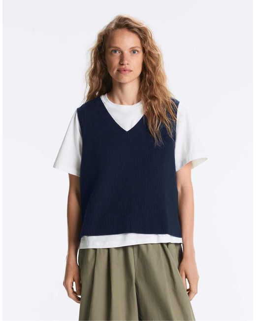 Oysho Blue V-Neck Knit Vest