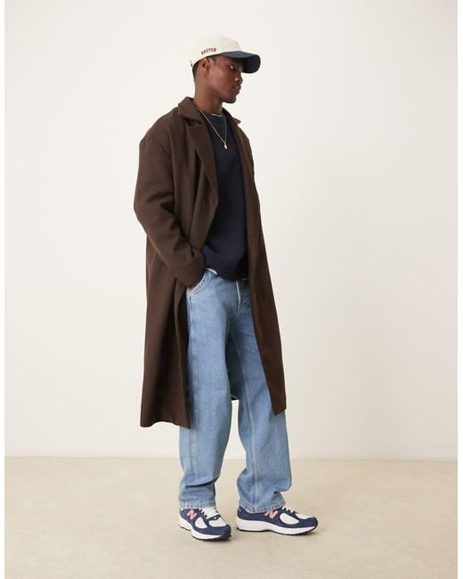 New Look Double Breasted Overcoat in Blue for Men Lyst UK