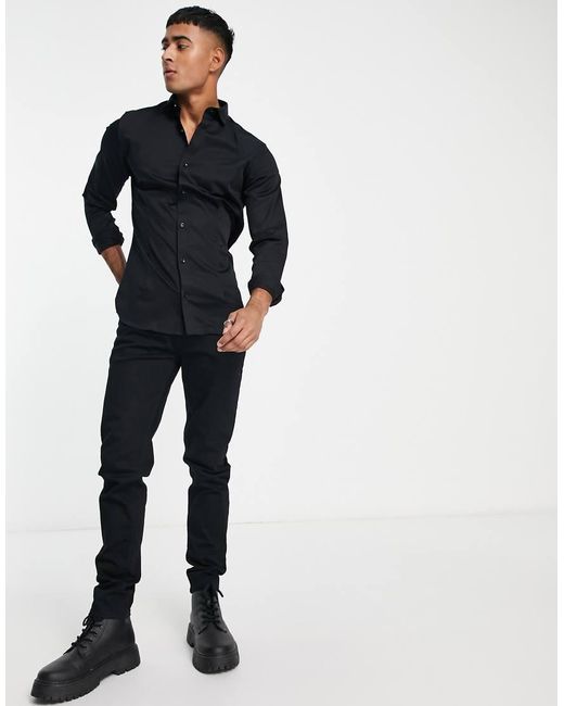 Jack & Jones Blue Premium Super Slim Fit Stretch Smart Shirt for men