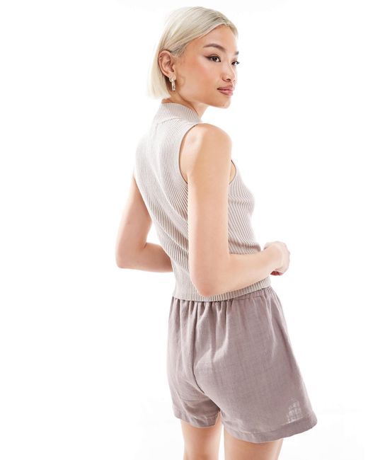 Brave Soul White Ribbed Knitted Waistcoat With Zip