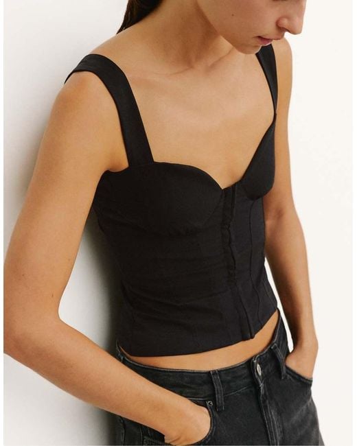 Pull&Bear Gray Strappy Corsetry-inspired Top
