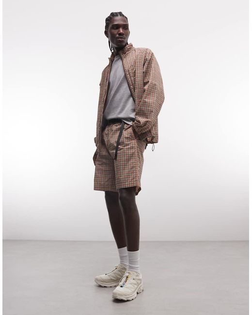 Gramicci Brown Checke Shell Short Co-ord for men