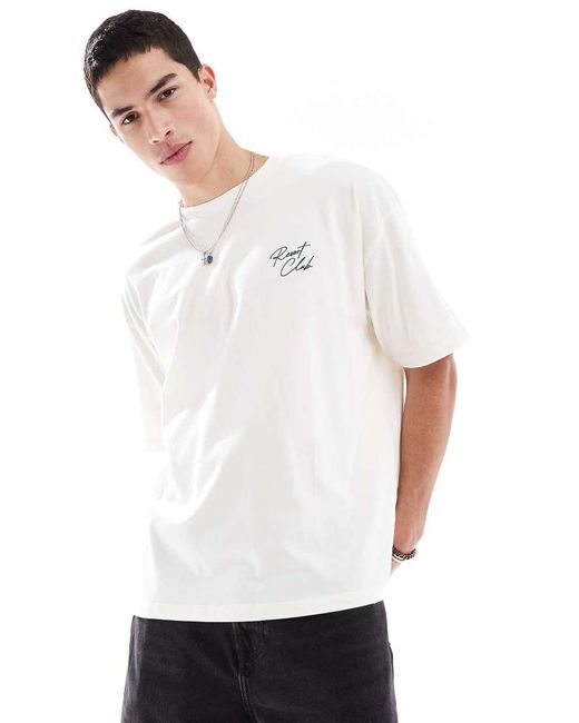 Camiseta Blanco Hueso Extragrande Con Estampado Gráfico Veraniego De ASOS de hombre de color White
