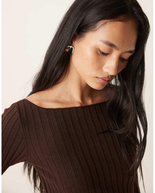 Vila Natural Long Sleeve Ribbed Maxi Knitted Dress