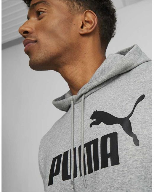 PUMA Gray Essentials Big Logo Hoodie for men