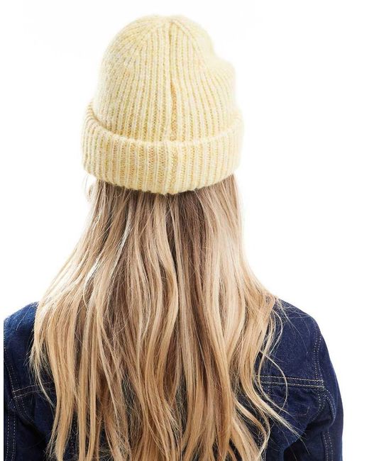 ASOS Blue Beanie With Wool Rib