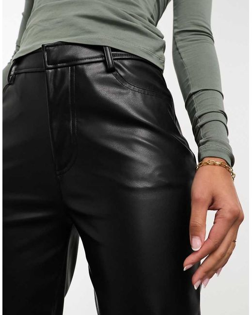 ASOS Black Faux Leather Straight Leg Trouser
