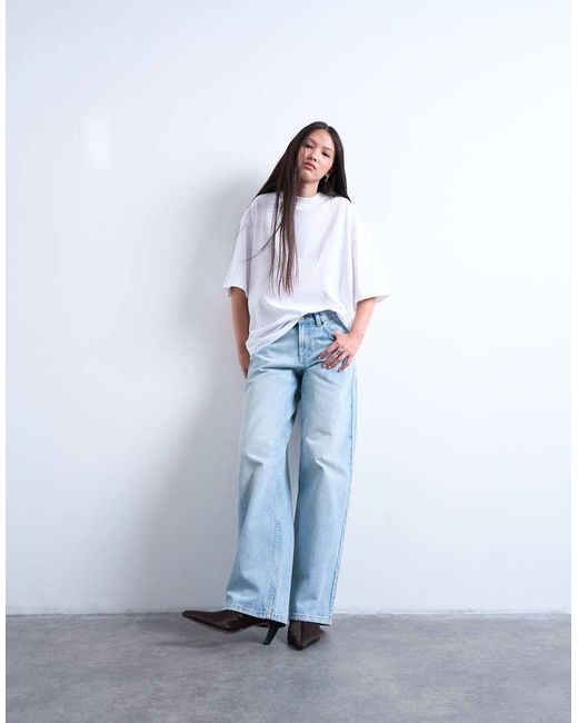 Camiseta Blanca Extragrande Con Sisas Caídas De TOPSHOP de color White