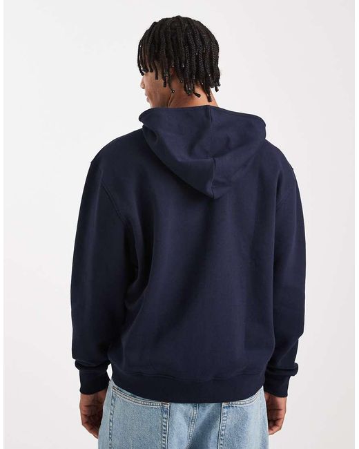 ASOS Blue Essential Relaxed Fit Zip Through Hoodie for men