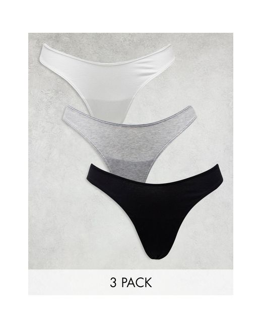 Lindex White Nellie 3 Pack Cotton V Front Thong