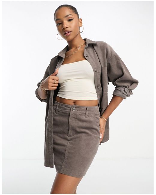 ASOS Cord Pocket A-line Mini Skirt in Grey | Lyst Canada