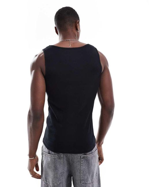Confezione Da 2 Canotte Nere Attillate A Coste di ASOS in Black da Uomo