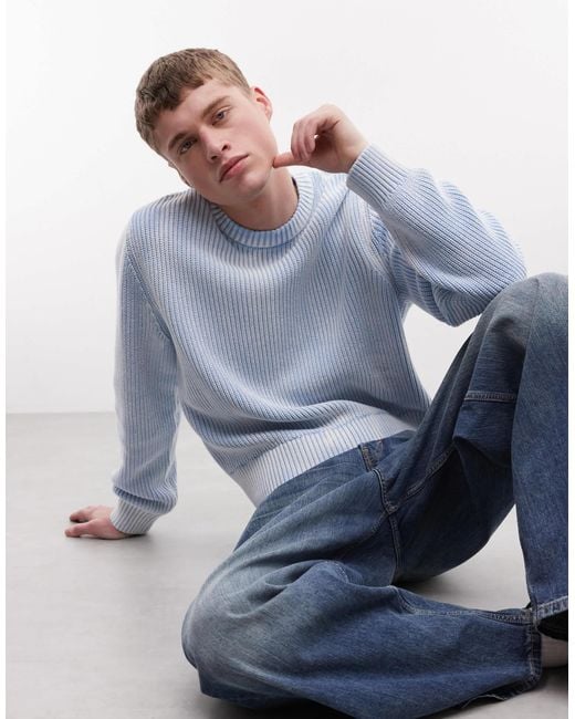 Weekday Blue Ribbed Jumper for men