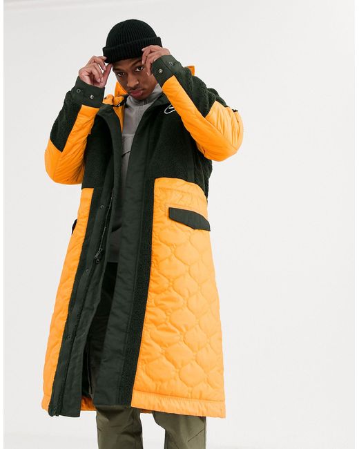 Nike Air Quilted Fleece Parka Jacket in Orange for Men | Lyst Australia