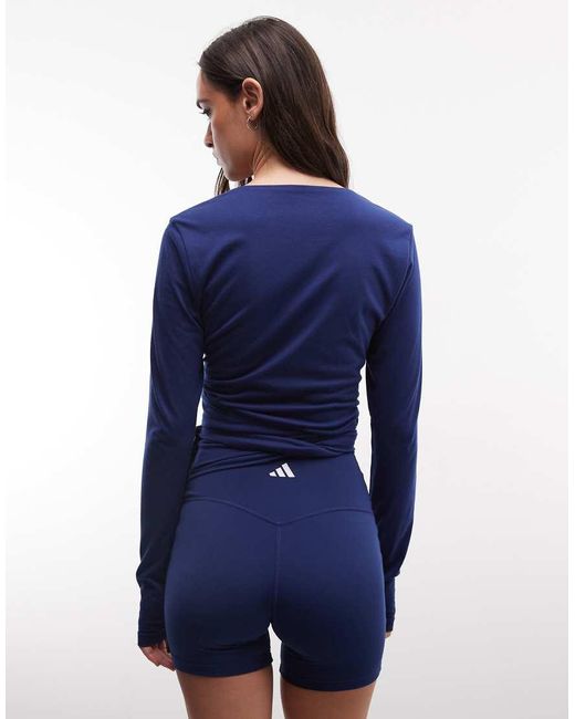 Adidas Originals Blue Three Stripes Studios Ballet Wrap Top