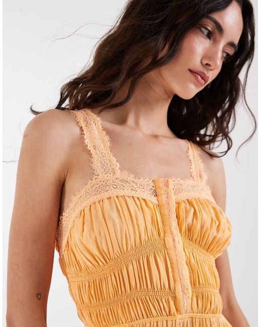 Free People Orange Boho So Inlove Mini Slip Dress