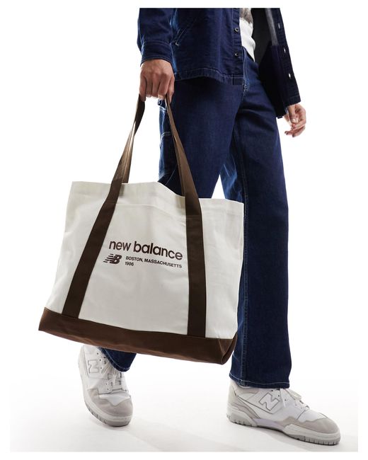 Bolso tote marrón con logo lineal New Balance de hombre de color Blue