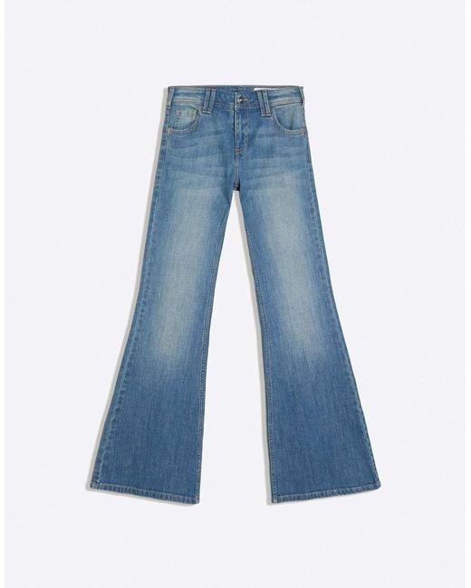Bershka Embroidered Low-rise Flared Jeans