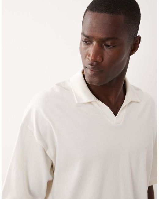 ASOS White Heavyweight Oversized Notch Polo for men