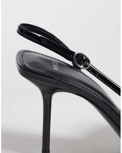 Mango Black Bow Detail Heeled Slingback Court Shoe
