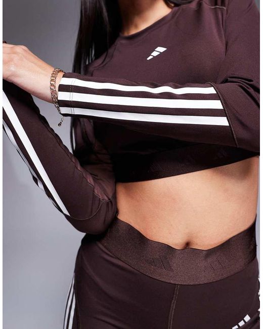 Adidas Originals Purple Adidas Training Hyperglam Long Sleeve Crop Top