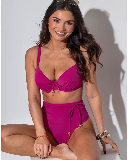Pour Moi Purple Madrid Plunge Bikini Top