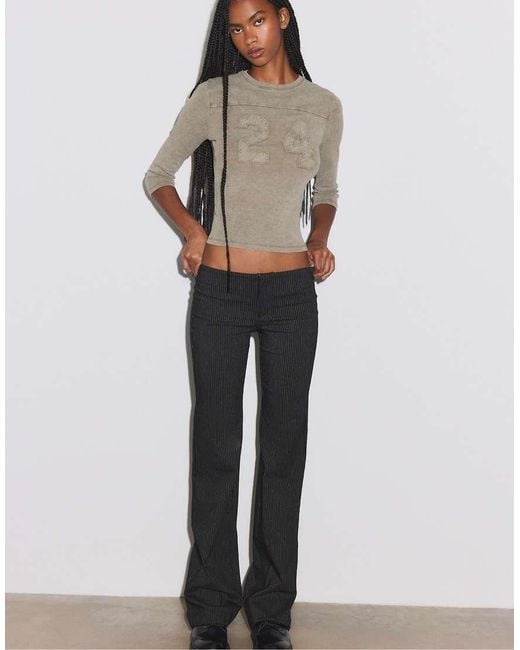 Stradivarius Gray Bengaline Bell Bottom Trousers