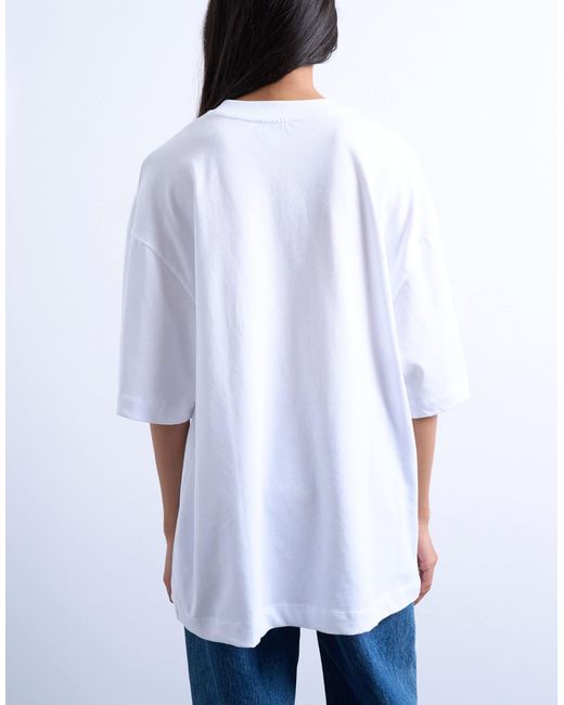 TOPSHOP White Oversized Drop Shoulder Tee