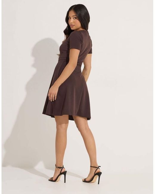 PixieGirl Brown Petite Mini Skater Dress