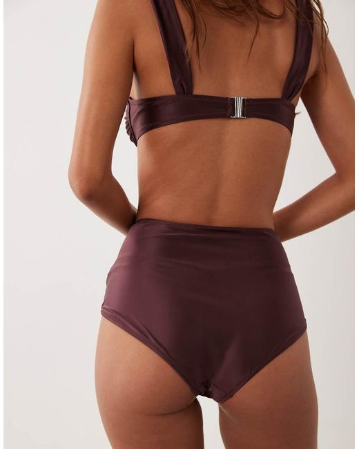 ARKET Brown Mix And Match High Waist Shiny Bikini Bottom