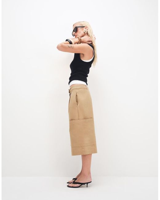 TOPSHOP Natural Longline Bermuda Cargo Shorts